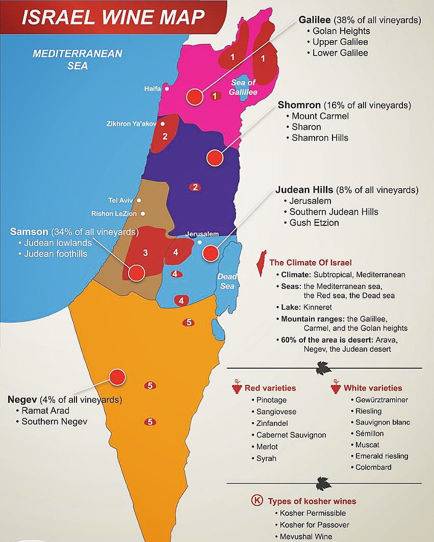 Wine map of Israel