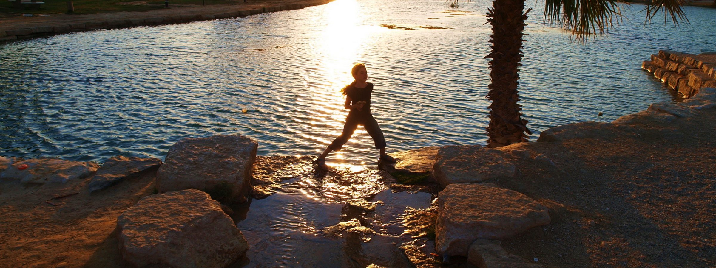 girl by lake in the negev, Israel